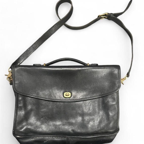 VTG Coach 5265 Lexington Soft Leather Messenger Bag Shoulder Briefcase Black - Picture 3 of 5